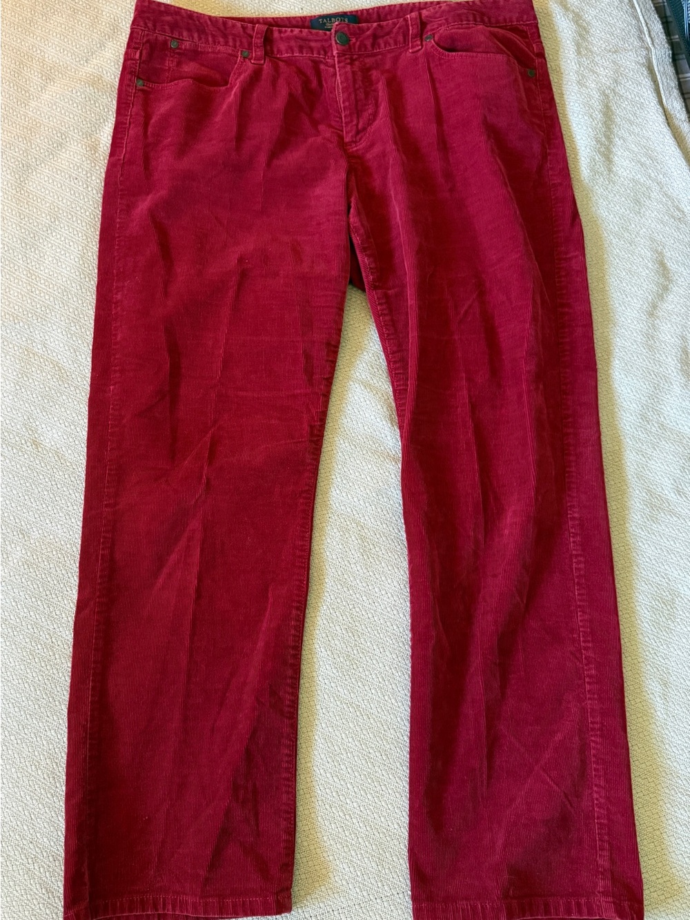 Talbots Women’s Heritage Curvy Corduroy Red Pants Straight Leg Petite Size 16WP